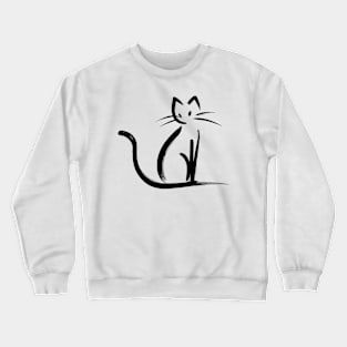 Stick figure cat in black ink Crewneck Sweatshirt